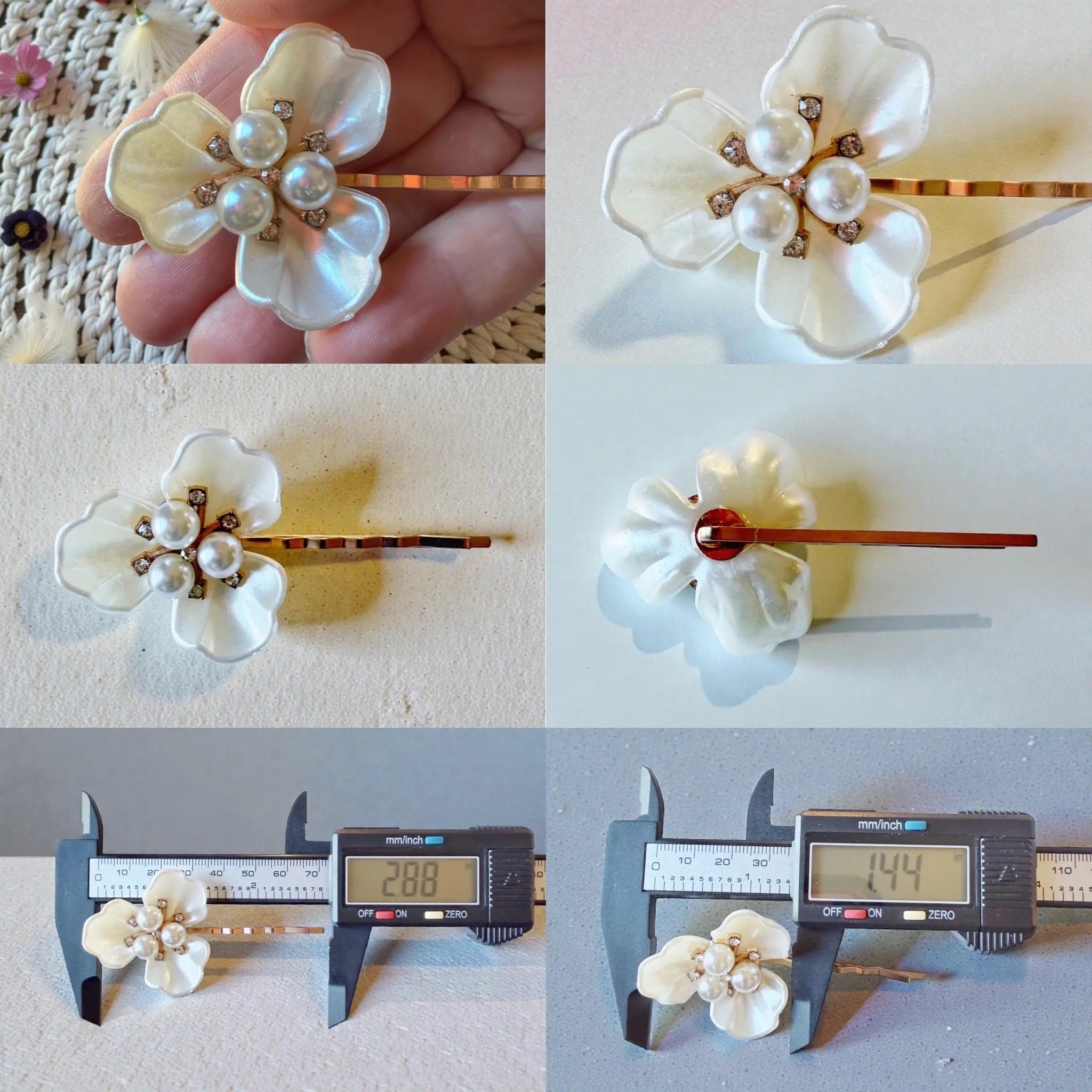 1B76057E-DCC1-4CE1-8D2C-50BA2FD33DE2 Pearl Bridal Hair Pins Set – Flower, Heart & Butterfly Bobby Pins - Image 10