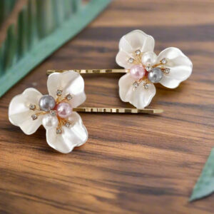 Floral Pearl Bridal Hair Pins Set of 2 – Gold Wedding Bobby Pins
