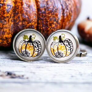 Leopard Pumpkin Sunflower Stud Earrings – Fall Animal Print Jewelry