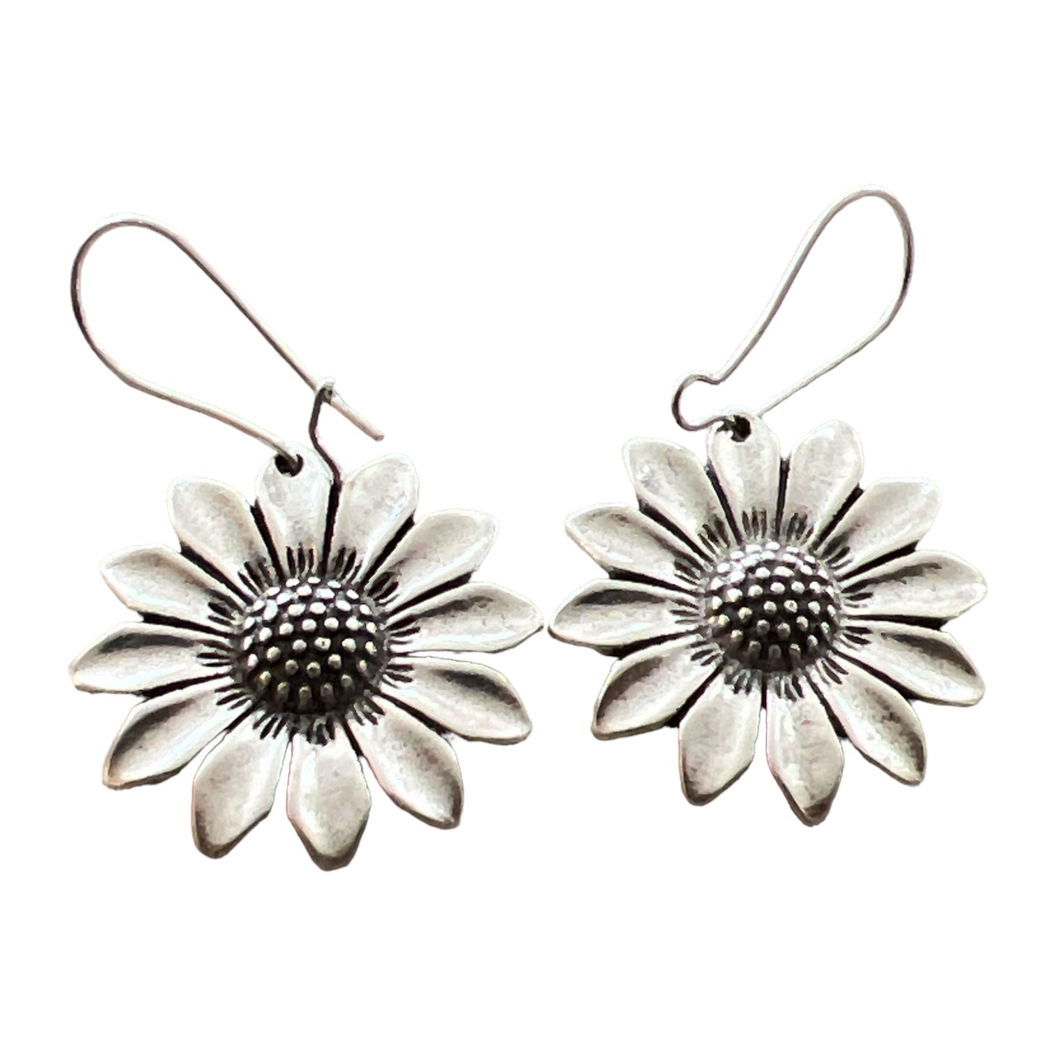 IMG-6759 Wildflower Daisy Sunflower Earrings – Silver Boho Chic Jewelry - Image 5