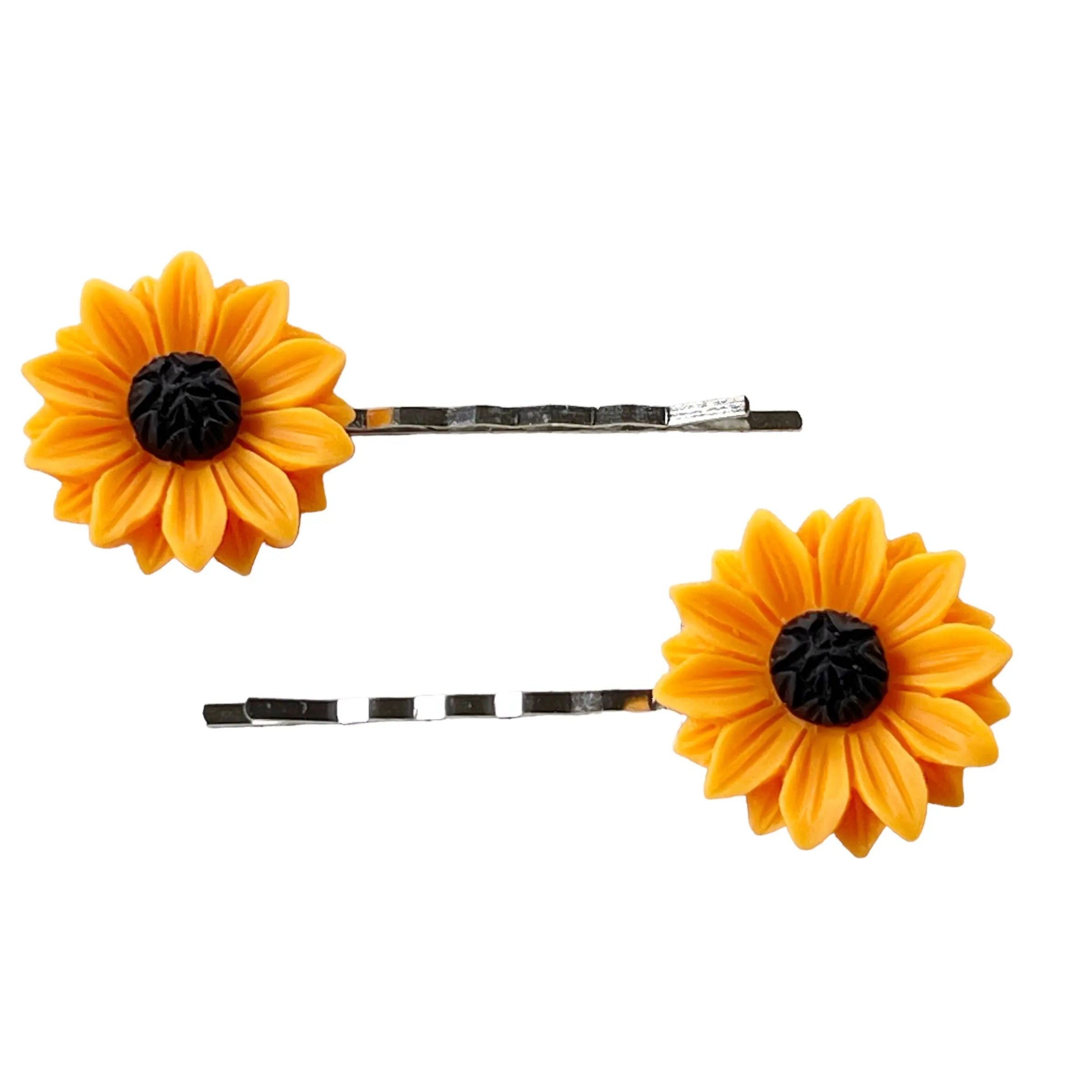 PhotoRoom_20230818_231157 Large Orange Sunflower Hair Pins – Bright Floral Hair Accessories Set of 2 - Image 8