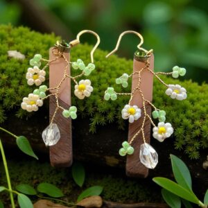 daisy vine dangle earrings in nature