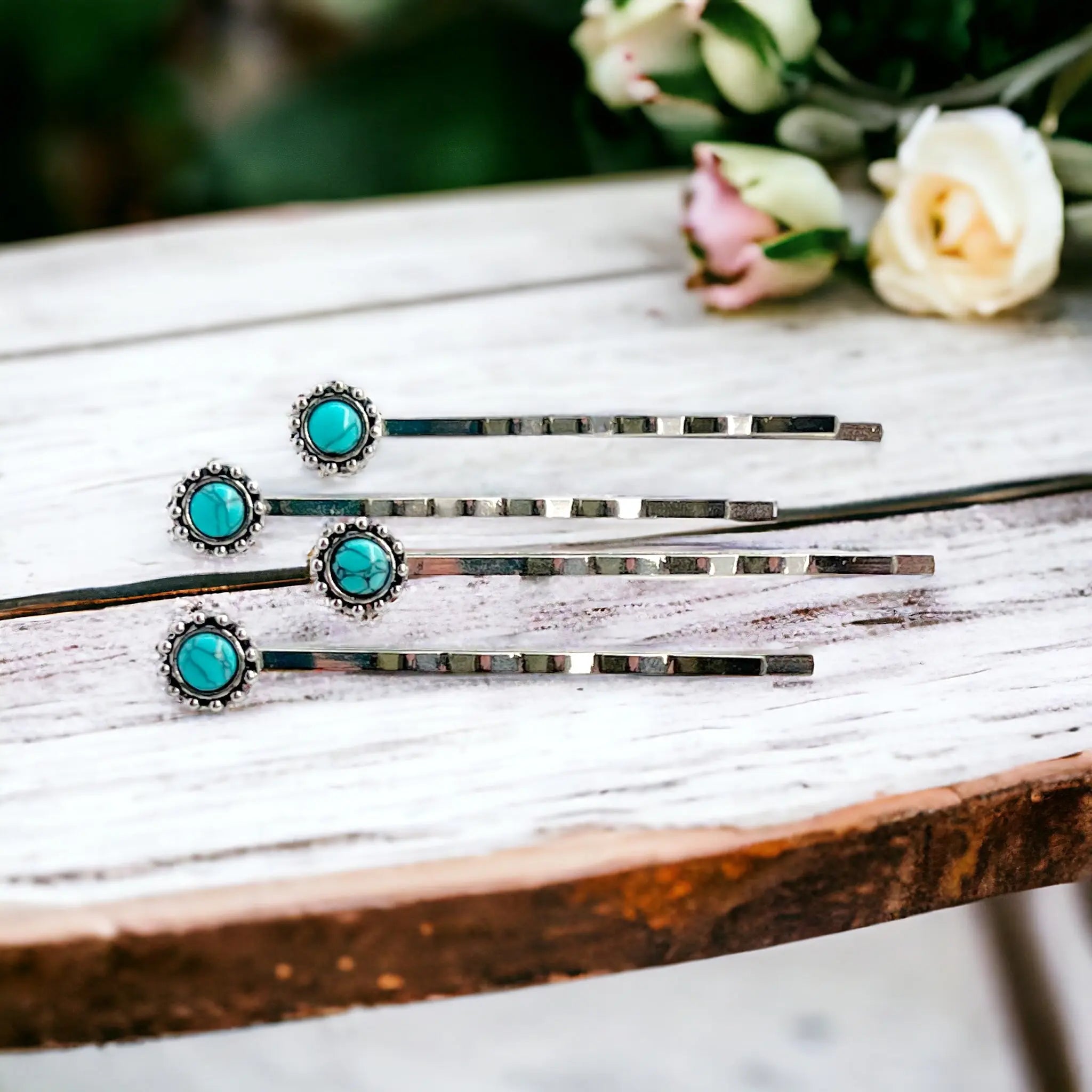 hair pins on wooden background hair pins on wooden background