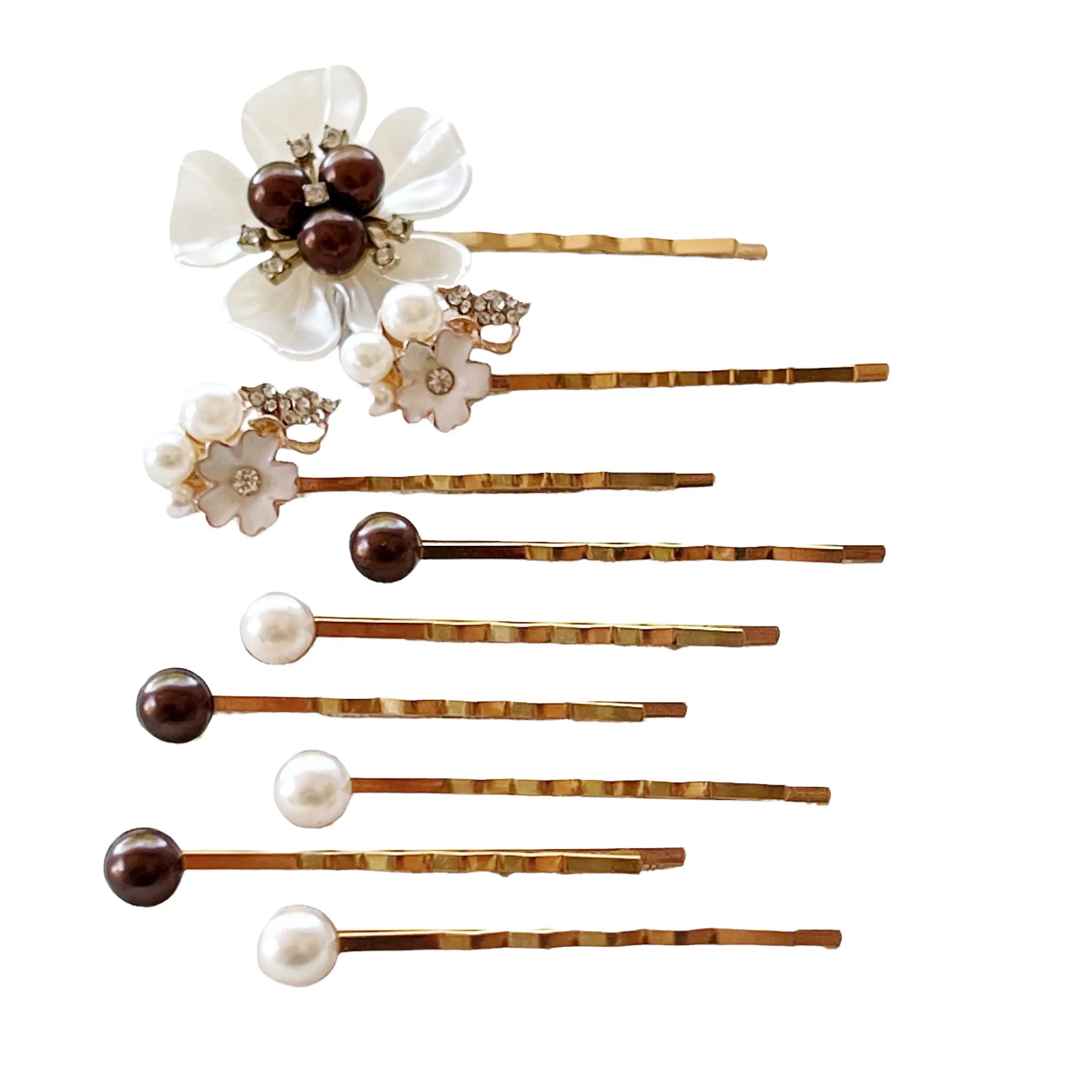 image_b1d03448-59f9-457d-91b3-6cb496bc2bc2 Pearl Bridal Hair Pins Set – Brown & Ivory Romantic Wedding Bobby Pins - Image 7