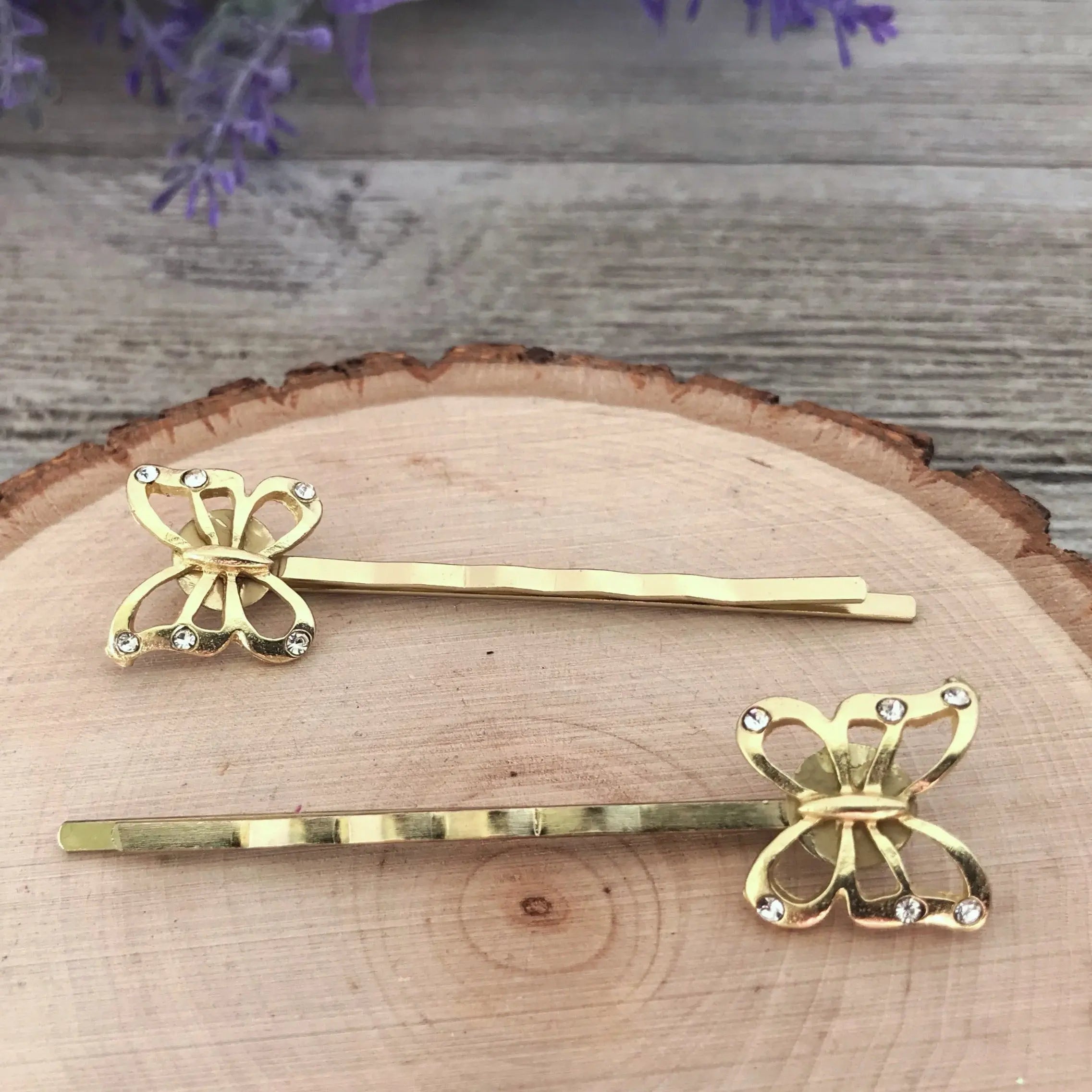 rhinestone butterfly bobby pins closeup rhinestone butterfly bobby pins closeup