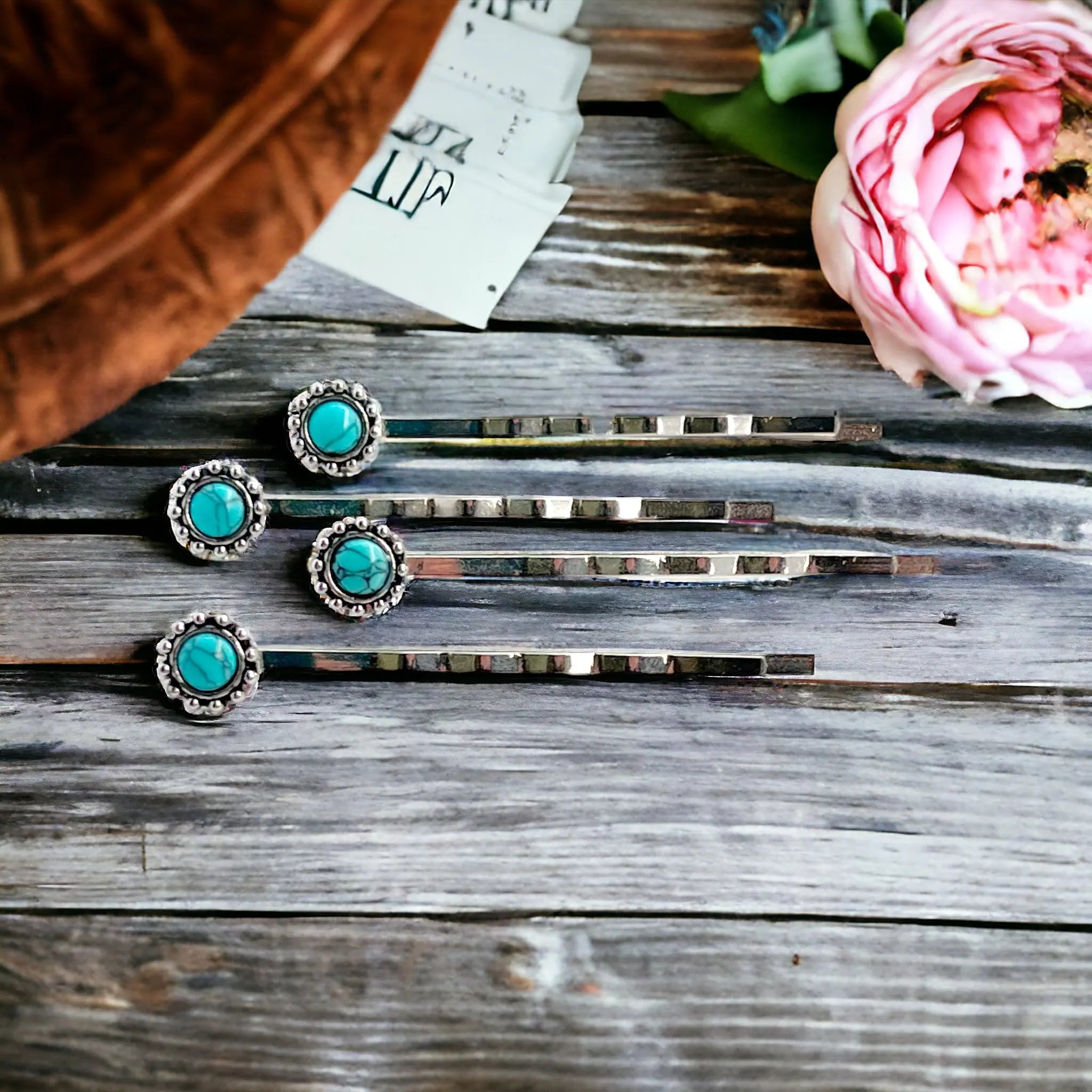set of four turquoise hair pins set of four turquoise hair pins