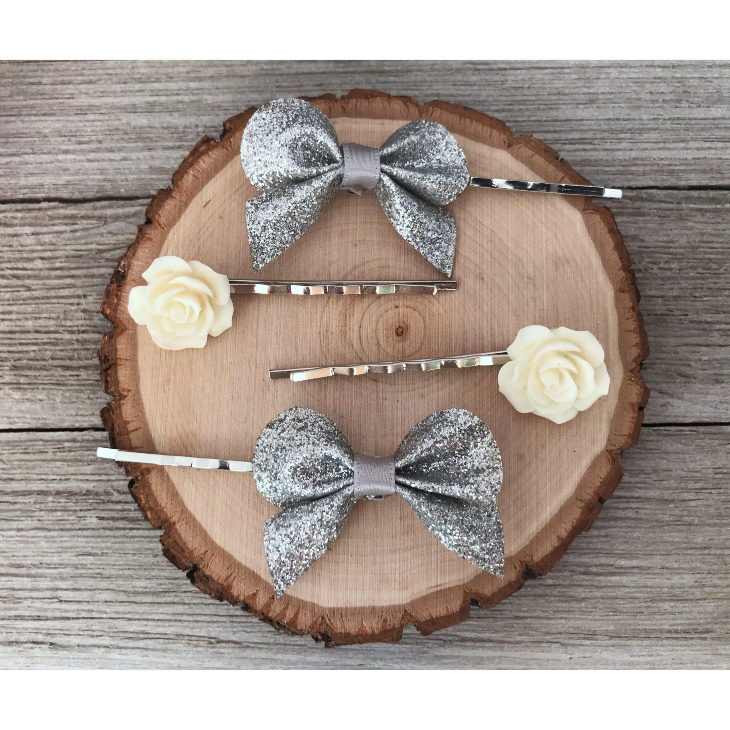 silver bow bobby pin wedding hair pins womens hair pins flower hair pin bridal hair accessories 2 silver bow bobby pin wedding hair pins womens hair pins flower hair pin bridal hair accessories 2