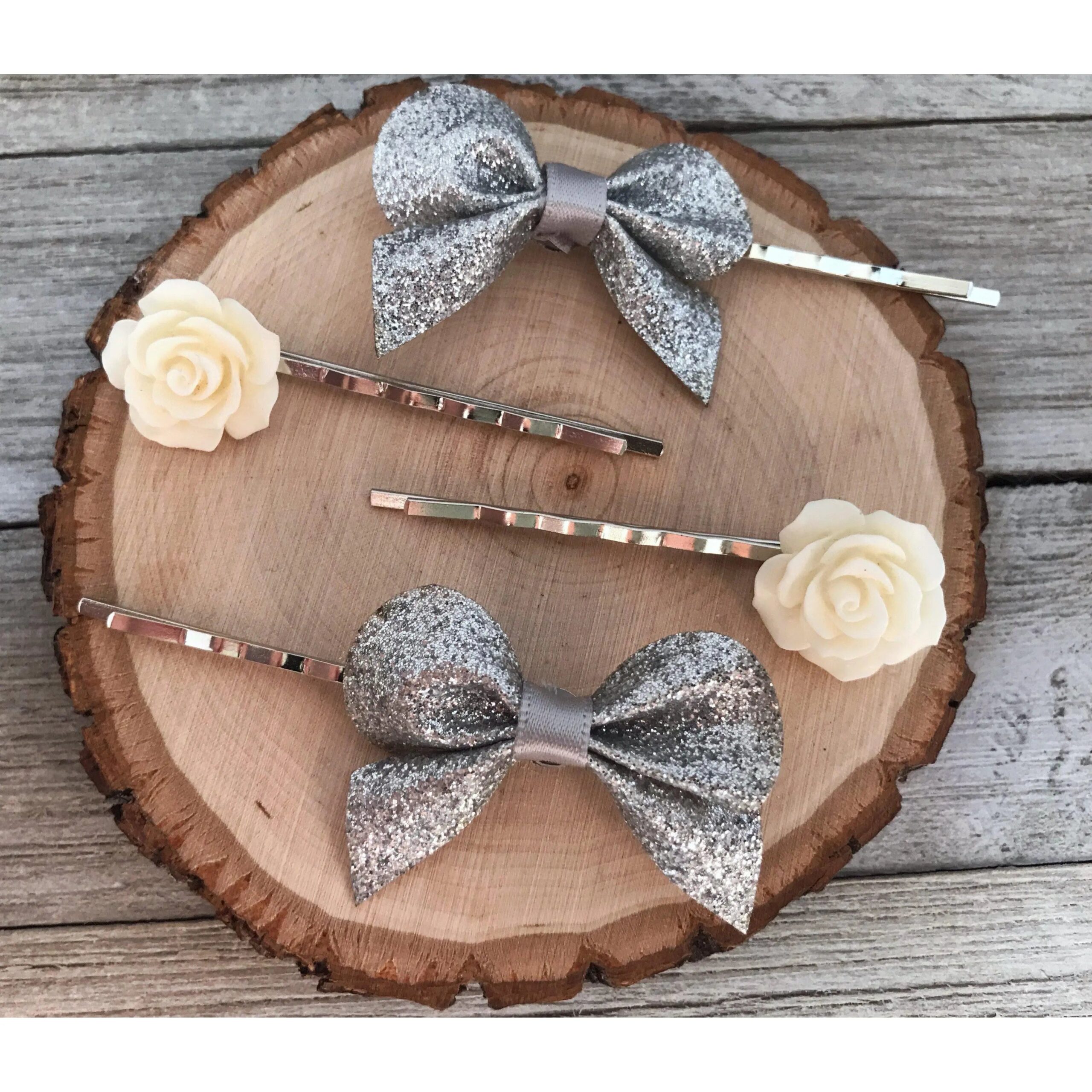 silver bow bobby pin wedding hair pins womens hair pins flower hair pin bridal hair accessories 3 silver bow bobby pin wedding hair pins womens hair pins flower hair pin bridal hair accessories 3