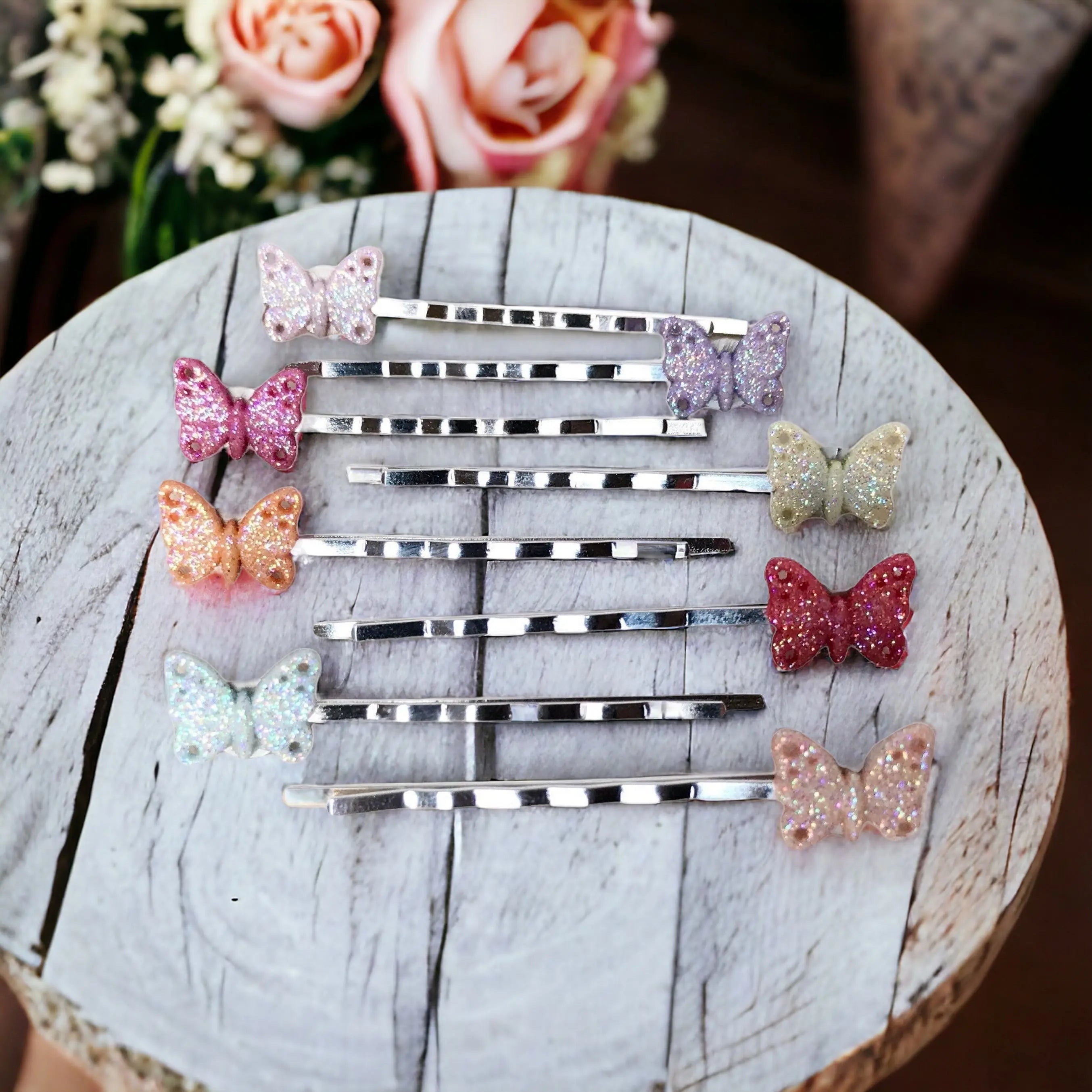 silver butterfly bobby pins closeup 1 silver butterfly bobby pins closeup 1
