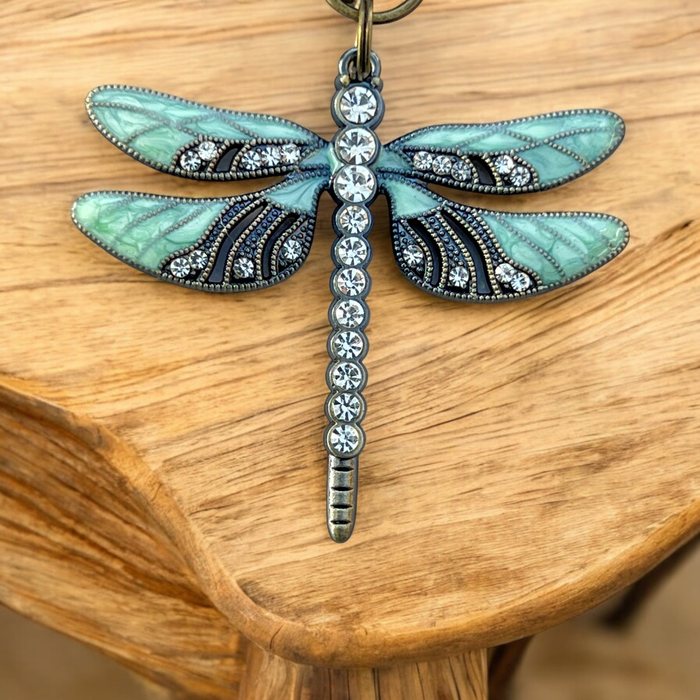 steampunk dragonfly keychain closeup steampunk dragonfly keychain closeup