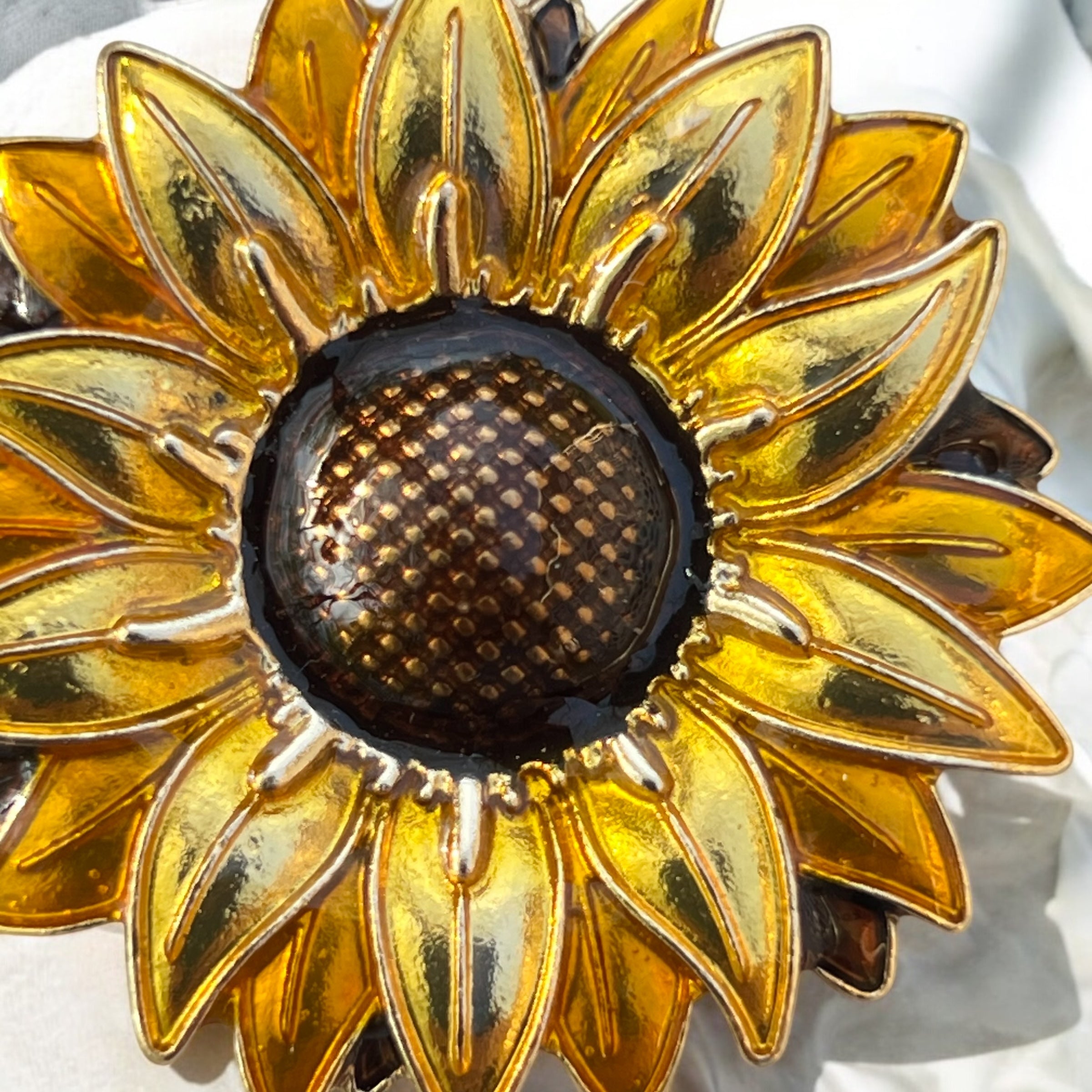 sunflower-keychain-marble-background Sunflower Purse Charm – Gold Boho Bag Accessory - Image 2