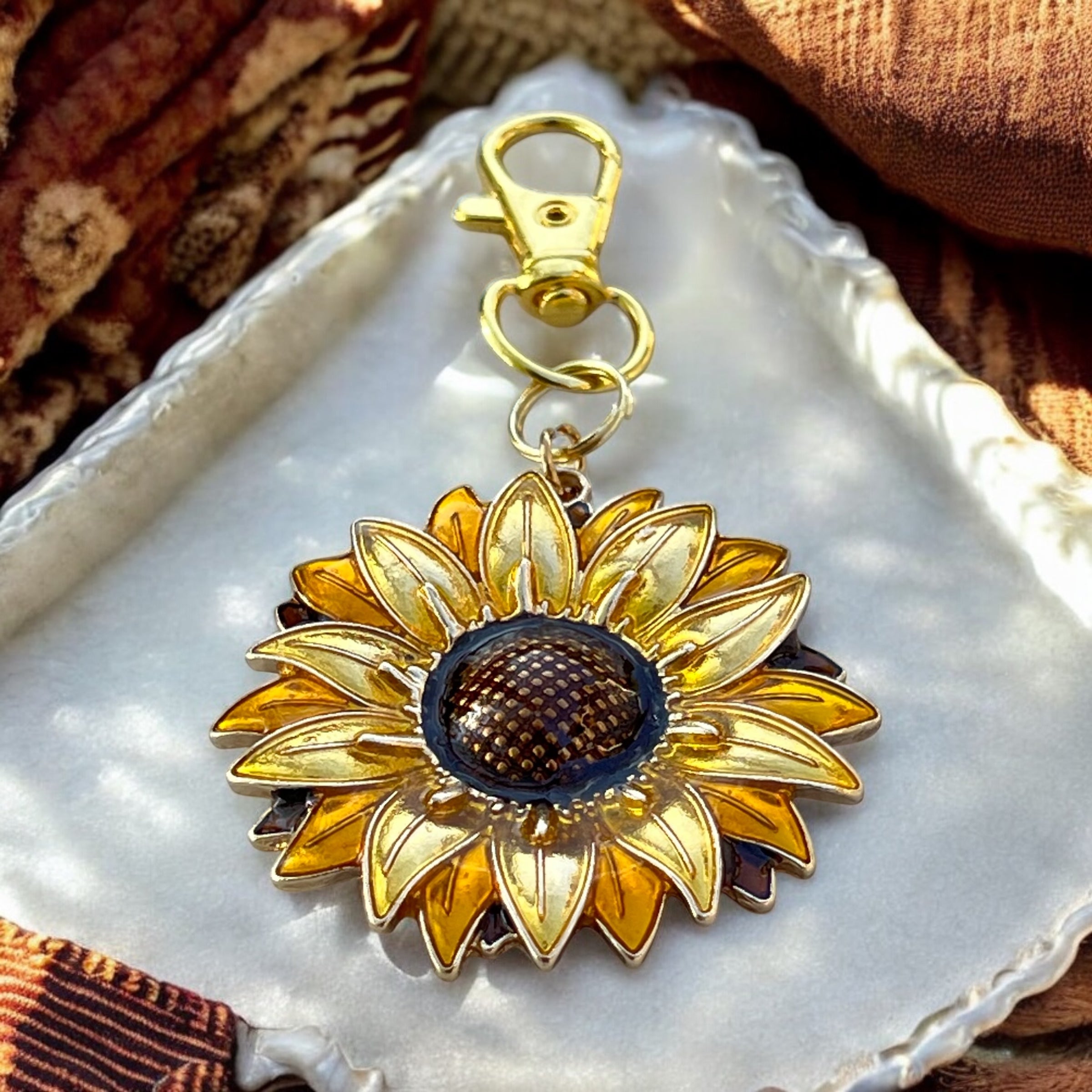 sunflower-purse-charm-gold-petals Sunflower Purse Charm – Gold Boho Bag Accessory