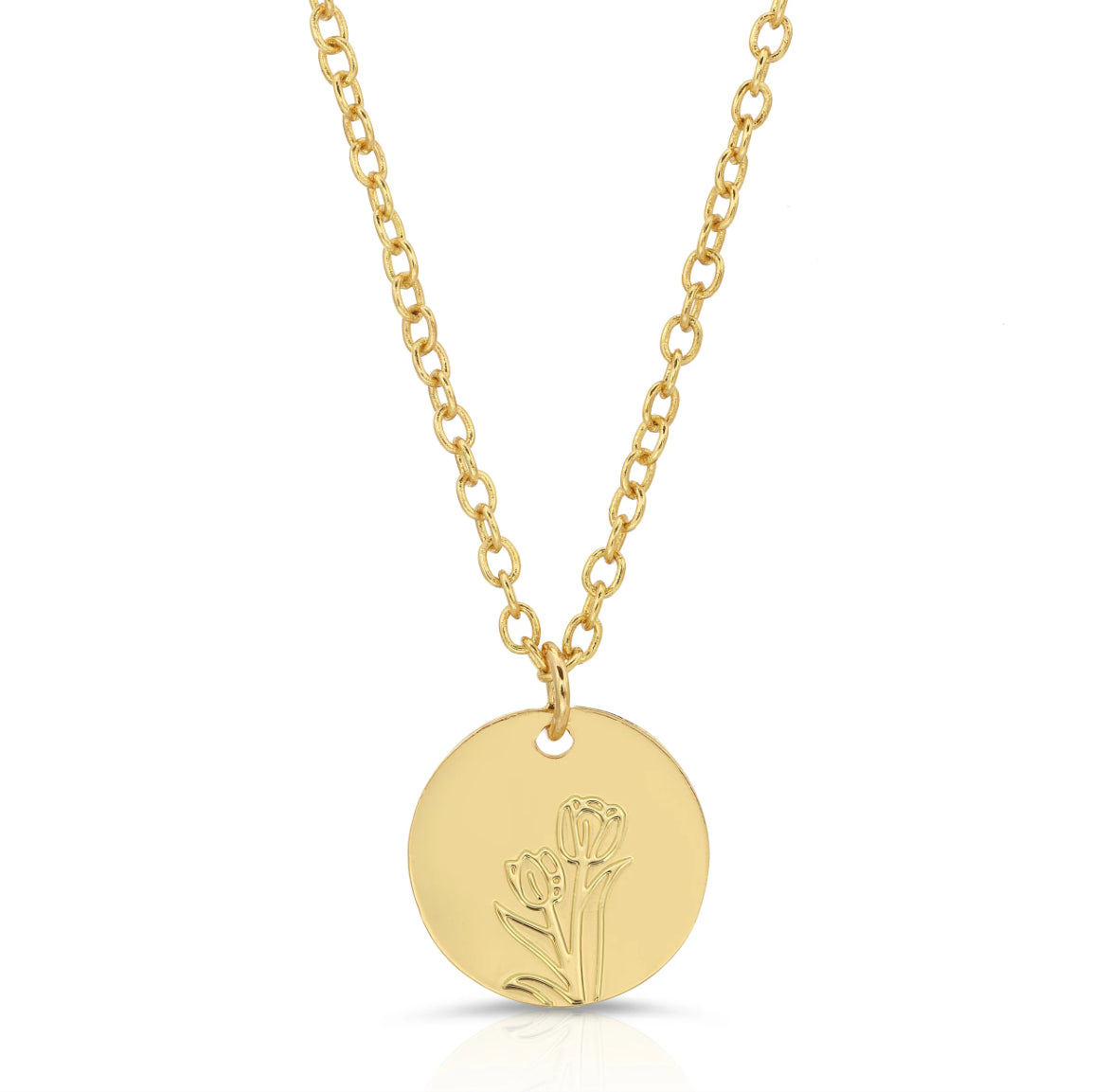 tulip-flower-necklace-closeup Botanical Tulip Necklace – Gold Floral Pendant Gift for Her