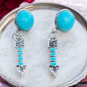 turquoise arrow earrings western boho dangle earrings