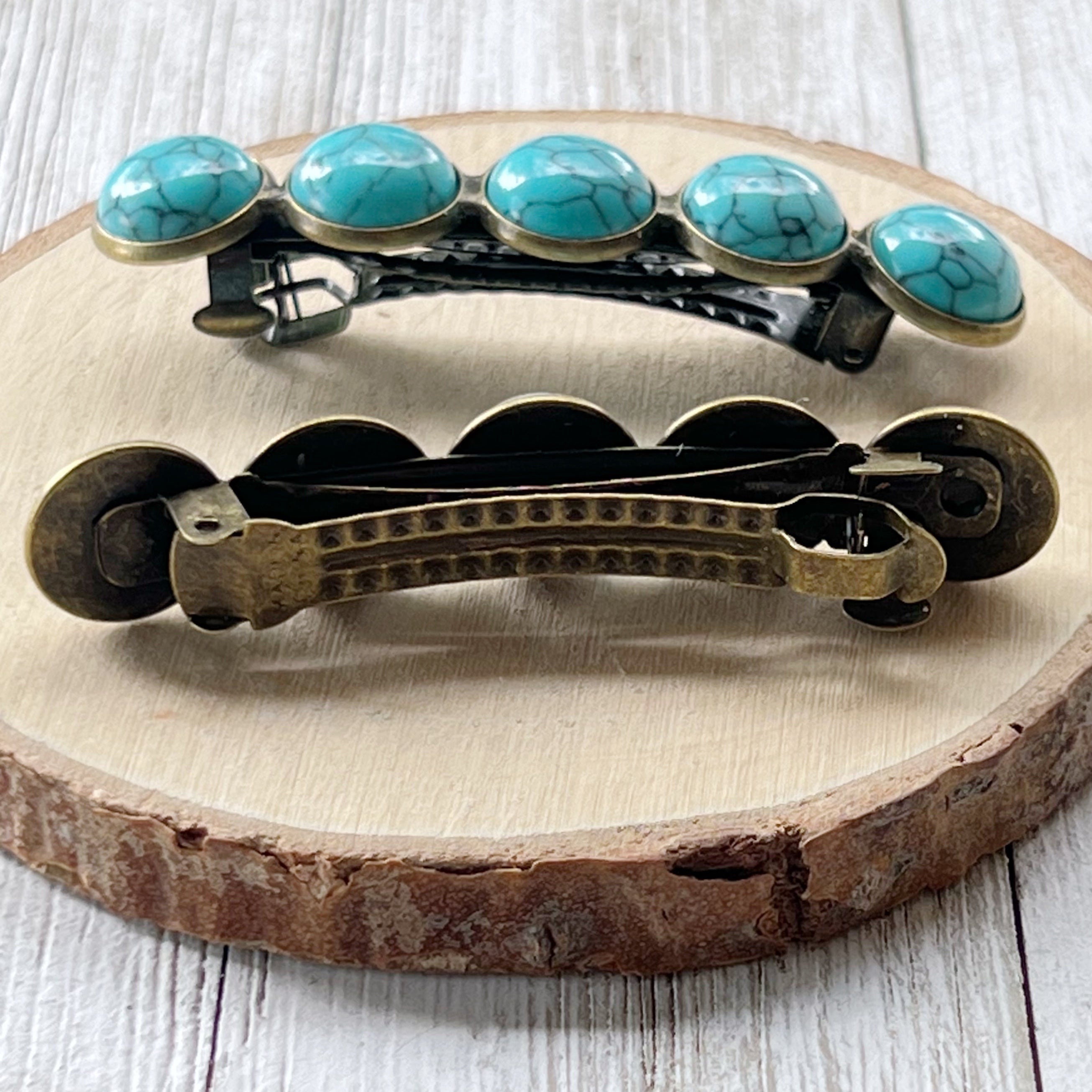 turquoise hair barrettes backside turquoise hair barrettes backside