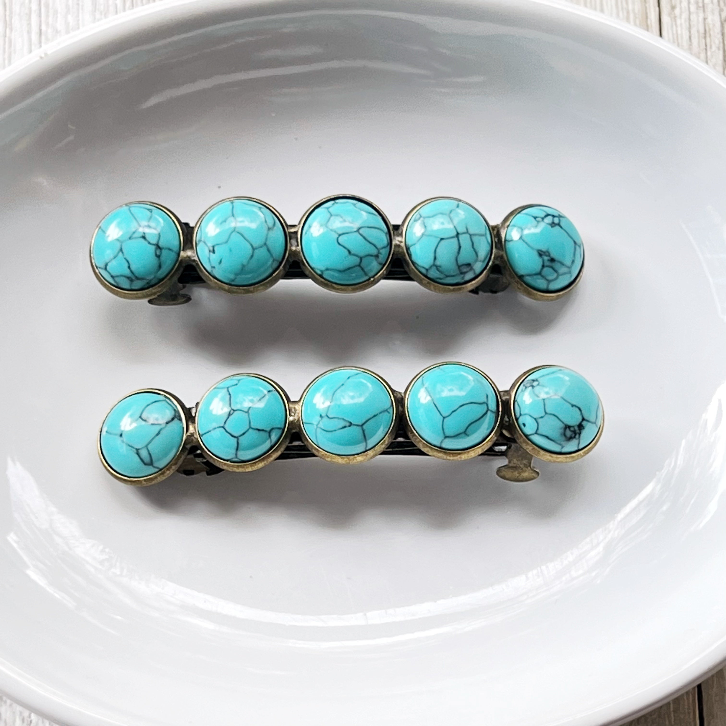 turquoise hair barrettes top view 1 turquoise hair barrettes top view 1