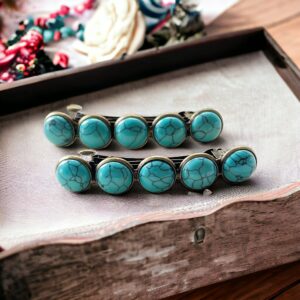 turquoise hair barrettes western boho barrette set of 2