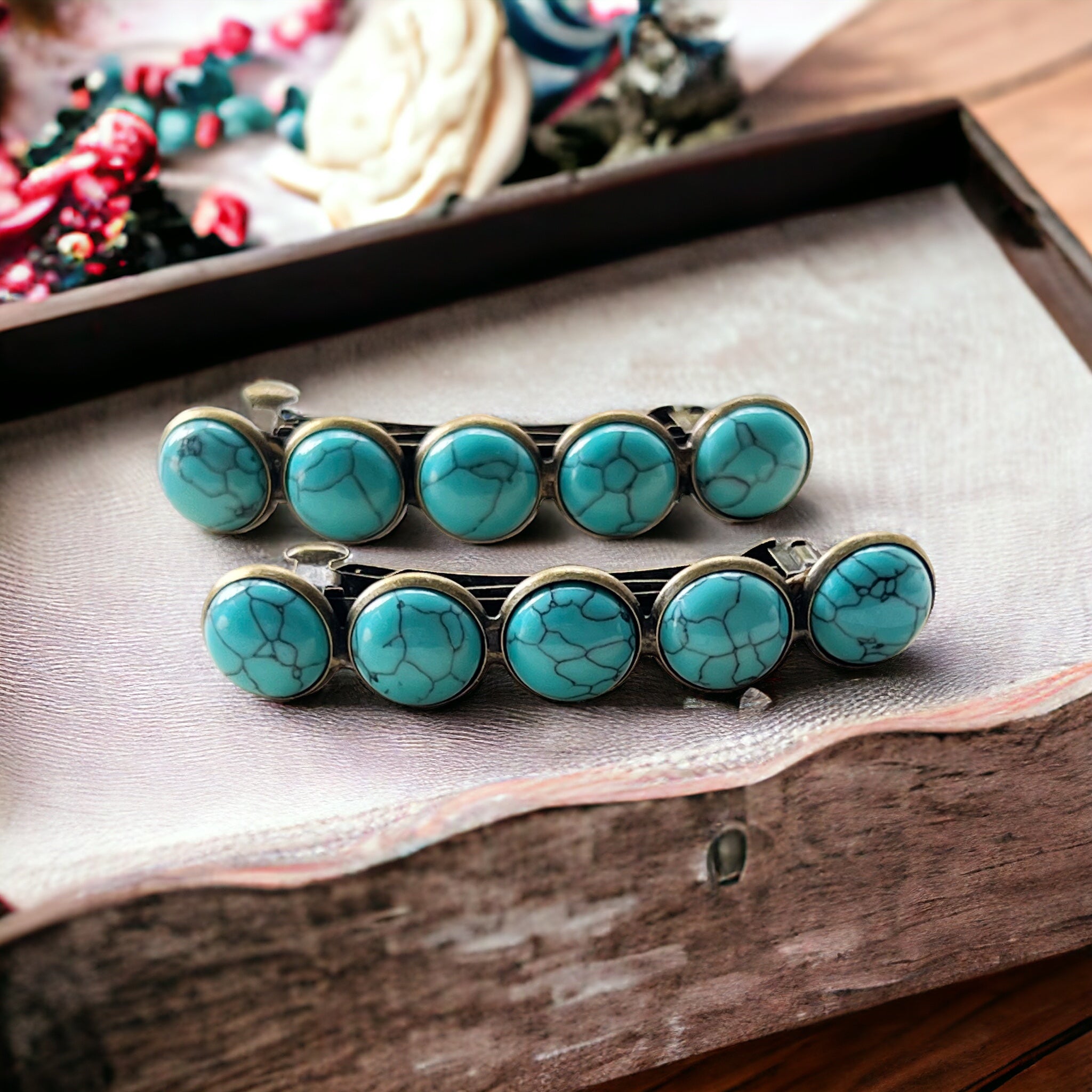 turquoise hair barrettes western boho barrette set of 2 turquoise hair barrettes western boho barrette set of 2