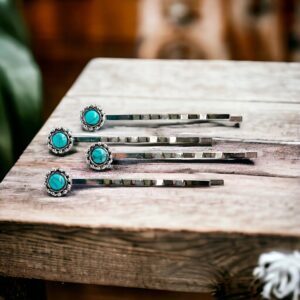 turquoise western hair pins flatlay